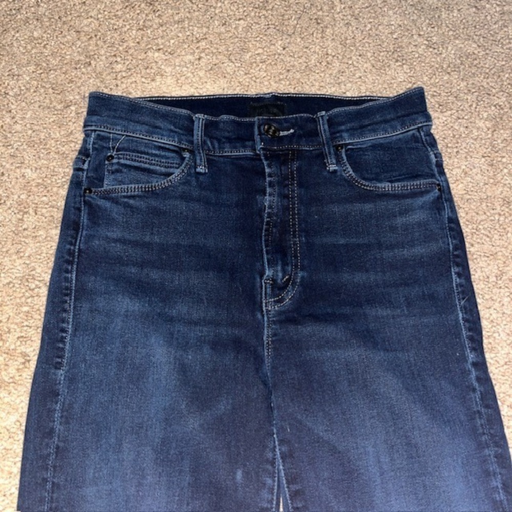 MOTHER The Stunner Zip Two Step Fray Skinny Jeans Last Call Dark Wash 25 - Picture 4 of 11